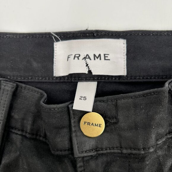 Frame Denim Black Coated Skinny Jeans | Size 25 - Picture 6 of 9